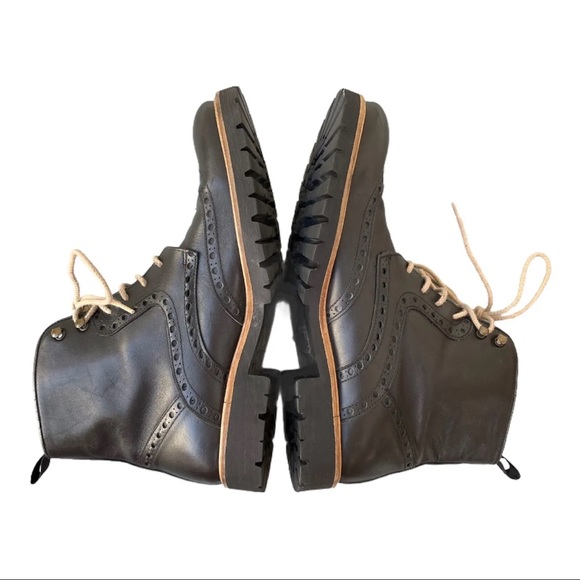 Heritage Black Leather Boots Mens Size 9 /EU 40 by Ortiz & Reed Lace Up - Picture 4 of 12